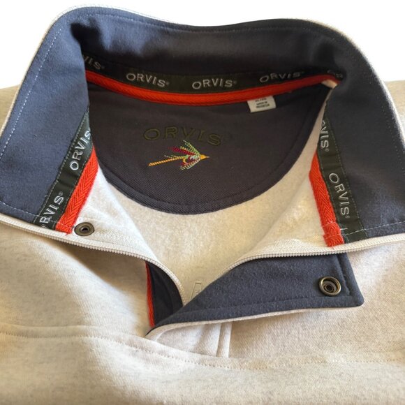 Orvis Men's Sweatshirt 1/4 Zip LS Cotton Cream Pullover, Size XL - Picture 3 of 8